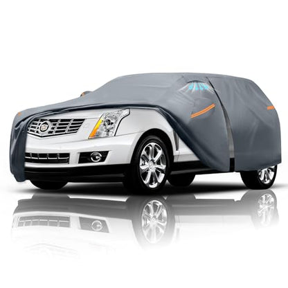 Waterproof Cadillac SRX(2009-2016) Car Cover with Breathable Vents, [2025 Upgrade] Premium Covers with Cotton Liner and Zipper Door,Sun Rain Snow Dust Uv Protection.(Gift with Towel) - color: SUV Car Cover, size: Custom Fit Cadillac SRX+Towel+Bag