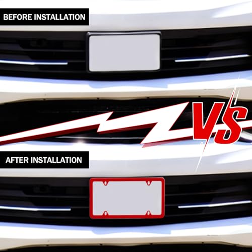 Automotive Universal 2 Pack License Plate Frames Stainless Steel License Plate Holder Covers with Screws Caps Washers Universal 4 Hole Compatible with Car Truck Exterior Accessories, Red - color: Red