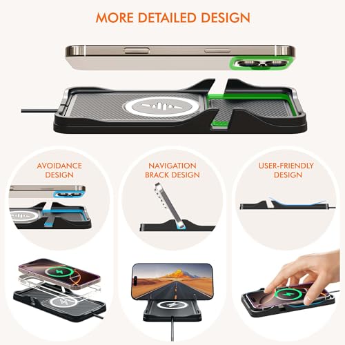 Wireless Car Charger,LANSEMKU Car Wireless Chargers Charging pad Non Slip 15w Fast Charger for Car Wireless Phone Charger for iPhone17/ 16/15/14/13/12 Pro Max,for Android (with Holder-100cm Cable)