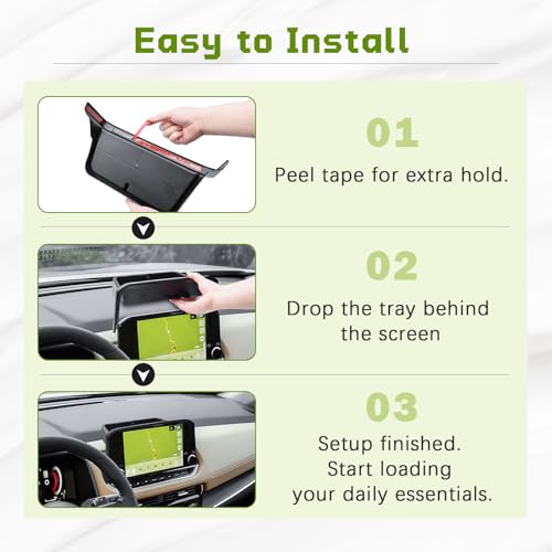 HGWEI Dash Storage Tray Compatible with 2021-2023 Nissan Rogue SL/Platinum Interior Accessories Center Console Dashboard Organizer Mount Holder Storage Tray Behind Screen (ONLY for 9 Inch), Black