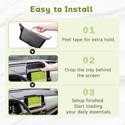 HGWEI Dash Storage Tray Compatible with 2021-2023 Nissan Rogue SL/Platinum Interior Accessories Center Console Dashboard Organizer Mount Holder Storage Tray Behind Screen (ONLY for 9 Inch), Black
