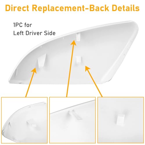 Moonlinks Compatible with 2016-2021 Honda Civic Side Mirror Cover Replacement Passenger Side,Platinum White Pearl for 10th Gen Civic,2019-2022 Insight,RH Sideview Mirror Cap Trim(1PC) - size: 10th-Right White