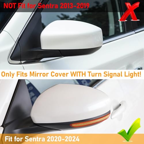 Moonlinks Compatible with Nissan Sentra 2020 2021 2022 2023 2024 Side Mirror Cover Replacement, White Left Driver & Right Passenger Clip-on Mirror Cap for Sentra S/SR/SV/Sense/Advance/Exclusive - color: Pure White-Pair