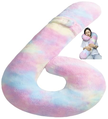 Long-Distance Travel Neck PillowCar Sleep Aid Pillow,Home/Office Lumbar Pillow,Ergonomic Wrap-Around Neck Pillow, Neck Support for Adults and Children,Multifunctional Travel Pillow,throw pillow - color: Rainbow Pink