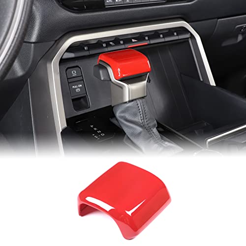 Aunginsy Car Gear Shifter Hand Brake Trim Cover Compatible with Toyota Tundra 2022+, Sequoia 2023+ & Tacoma 2024+, Automatic Center Console Gear Shift Head Knob Scratch Protector Cover ABS Accessories - color: Red(A)