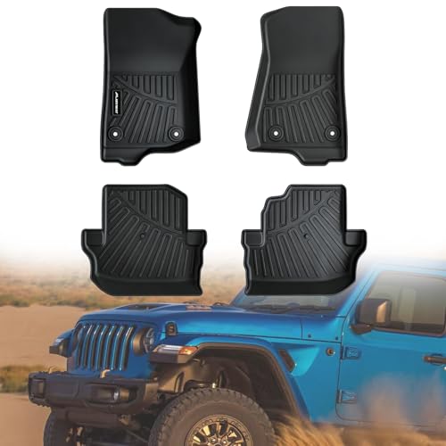 Floor Mats for 2018-2025 2026 Jeep Wrangler JL Unlimited 2-Door (Not Fit JK & 4XE), TPE All Weather Protection Heavy Duty 1st & 2nd Row Floor Liners Automotive Accessories,Black - size: For 2018-2026 Wrangler JL(2-Door)