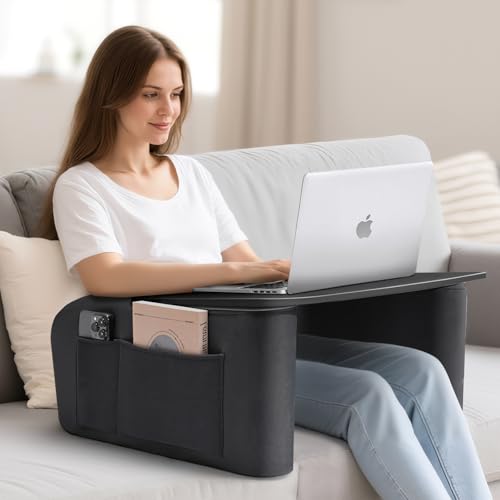 Lap Desk for Adults with Arm Rests,Ergonomic Laptop Pillow Stand for Bed,Couch,Floor,Large Table for Long Hours Work,Eating,Gaming,Reading and Writing,Lap Laptop Desk for College Dorm Room - color: Black