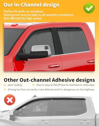 in-Channel Window Rain Guards Fit for Truck Dodge RAM 2500 3500 2019-2026 Crew Cab Extra Durable Window Visors Window Deflectors Vent Visors Vent Shades Car Accessories-4 pcs 2-Q07 - size: Fit for 2019-2026 Dodge RAM 2500 3500 Crew Cab