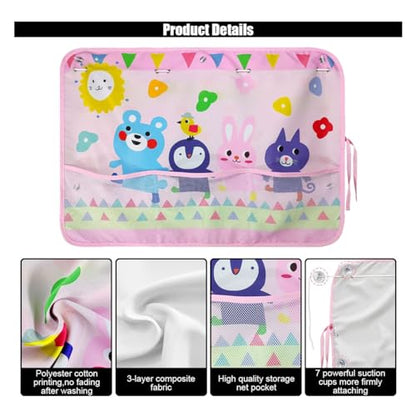 Car Window Shade for Baby, Blackout Car Window Curtain with Storage Pockets & 7 Suction Cups, Cartoon Pattern Cars Side Window Sun Shade Cover for Sun/Heat/UV Rays Protection (Pink-Animals) - color: Pink-Animals