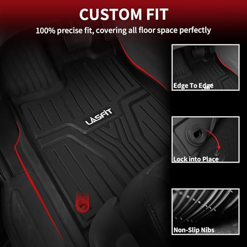 LASFIT Floor Mats & Trunk Mat for Honda Odyssey 2026 2025 2024 2023 2022 2021 2020 2019 2018 Mini Passenger Van, All Weather TPE Car Floor Liners-1st & 2nd & 3rd Row & Cargo Mat Full Set - style: 4）For Honda Odyssey | 2018-2026 | Combo Set