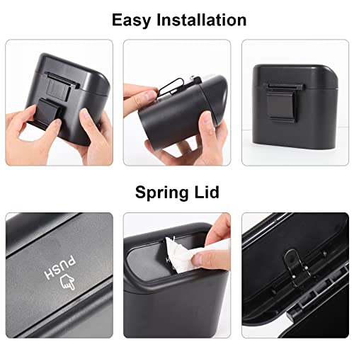 2 Packs Mini Car Trash Can Bin with Lid and 150pcs Trash Bags,Car Trash Can Bin,Car Garbage Trash Can Storage for Front Back Seat Accessories (2)…