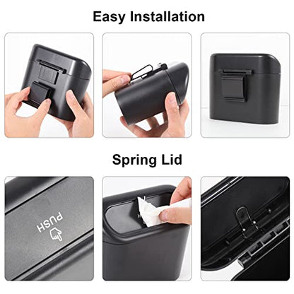 2 Packs Mini Car Trash Can Bin with Lid and 150pcs Trash Bags,Car Trash Can Bin,Car Garbage Trash Can Storage for Front Back Seat Accessories (2)…