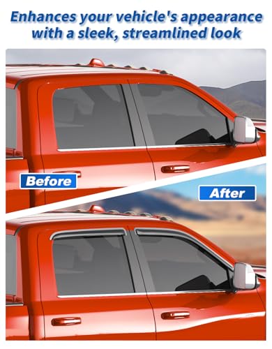 Tape-on Rain Guards Fit for Dodge Ram 1500 2009-2024 Ram 2500 & 3500 2010-2025 Extra-Thick Window Rain Guard Window Deflectors Window Vent Visors Vent Shades Exterior Car Accessories-4PCS - size: Fit for 09-24 Ram 1500/10-25 Ram 2500 & 3500