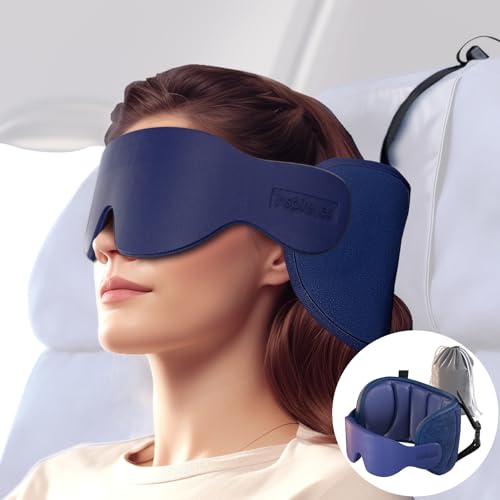 Inspireyes Travel Pillows for Airplanes, 360° Head Support for Long Flight, Soft Airplane Pillow with 3D Eye Mask for Sleeping, Stop Bobblehead, Airplane Headrest Gadgets, Royal Blue - color: Royal Blue