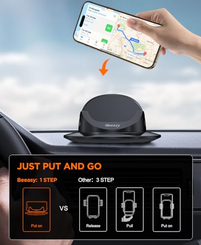 Beeasy Dashboard Cell Phone Holder for Your Car, Car Phone Holder with 360°Rotatable Silicone Non-Slip, Universal Car Phone Mount for iPhone 17/16/15/14,Samsung, Google Pixel, All Smartphones and GPS