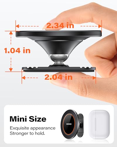 OQTIQ for MagSafe Car Mount - 17 N54 Magnets, 360° Rotation Magnetic Phone Holder for Dashboard, Compact & Space-Saving, Compatible with iPhone 17/16/15/14/13/12 - color: Orange-MagSafe