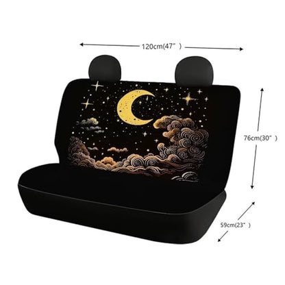 Night Moon Star Car Accessories Black Car Rear Seat Covers for SUV 2 Pack Truck Bench Seat Cover Waterproof Back Seat Backrest Protector - color: 1 Moon Star