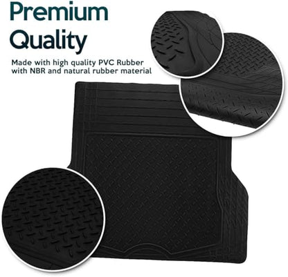 ZONETECH All Weather Rubber Semi Pattern Cargo Liner Trunk Floor Mat – Premium Quality Black Heavy Duty Cargo Trunk Floor Mat (2 Pack) - size: 2 PACK