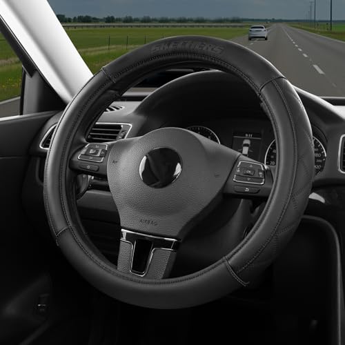 Skechers Steering Wheel Cover Contour Foam Cozy Fit, Leather Steering Wheel Covers,Universal Anti-Slip Fit 14" 1/2-15" Car Wheel Cover for Car Decor Gifts Fit Suvs,Vans,Sedans,Car,Trucks,Black - color: Black