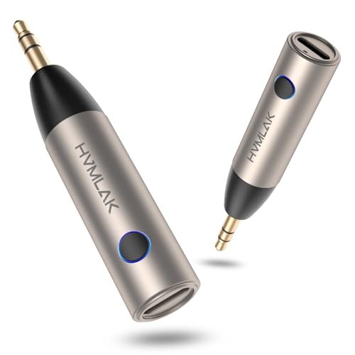 HVMLAK Aux Bluetooth 5.4 Adapter, Wireless Audio Receiver for Car Home Stereo Speaker, Music Streaming, Handsfree Calls, 6 Hours Playback, 1 Piece - color: Silver