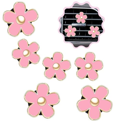 6 Pcs Daisy Flower Air Vent Clip Air Conditioning Outlet Clip Car Air Freshener Clip Car Interior Decor Charm Colorful Car Interior Accessories for Girls Women(Light Pink) - color: Light Pink