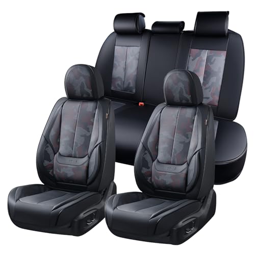 Coverado Seat Covers, Car Seat Covers Full Set, Leather Seat Covers for Cars, Car Seat Protector, Black Car Seat Covers Front Seats and Back Seats Universal Fit for Most Cars Camo - color: Black-Camo, size: FullSet