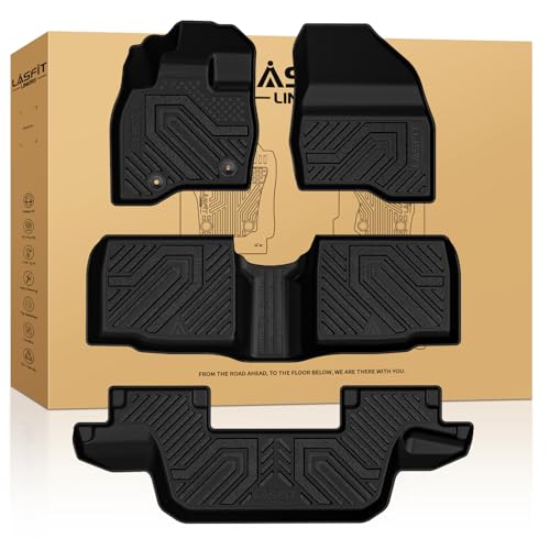 LASFIT Floor Mats for Ford Explorer 2015-2019 7 Seater All Weather TPE Car Liners Custom Fit for Front, Rear and 3rd Row, Black 4pcs - style: 3) Explorer 7-Seat| 15-19 | 3Rows