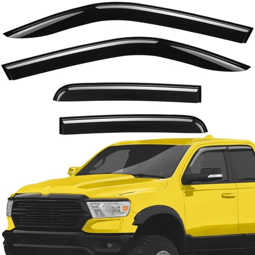 Extra Durable Window Deflectors Tape-On Window Visors Rain Guards Fit for Dodge Ram 1500 2019-2026 Quad Cab, Sun Visors, Wind Vent for Shades, Exterior Car Accessories - 4pcs. AG0035 - color: For Dodge RAM 19-26
