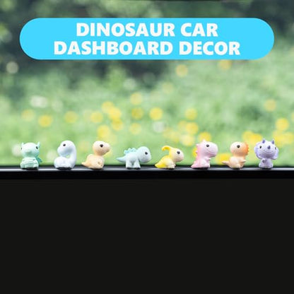 Rislobx Dinosaur Car Dashboard Decorations, 8PCS Cute Dinosaur Rearview Mirror Decor, Fun Car Interior Ornament Accessories