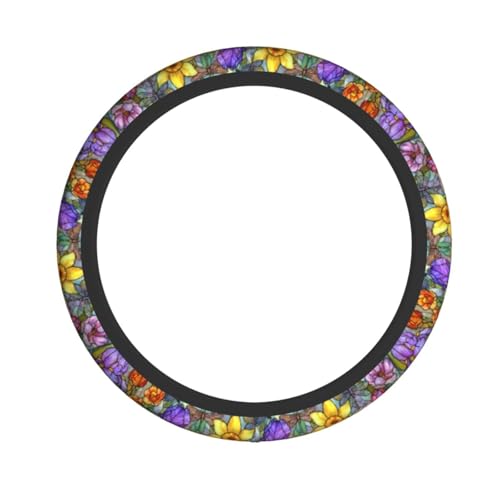 Flower Steering Wheel Covers Non Slip Neoprene Universal 15 Inch Steering Wheel Protector Car Cover for Men Women - color: Flower