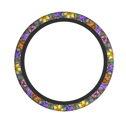Flower Steering Wheel Covers Non Slip Neoprene Universal 15 Inch Steering Wheel Protector Car Cover for Men Women - color: Flower