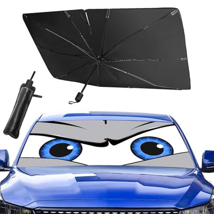 Upgraded Car Windshield Sun Shade Umbrella, Car Shade Front Windshield Sun Shade, Foldable Umbrella for Block UV Rays & Sun Heat Protection, 57"X31" - color: Grey
