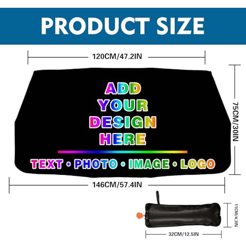 Custom Car Windshield Sun Shade Umbrella Personalized with Photo Text Design Car Sunshade Sun Visor for Front Windshield Customized Window Sunshades - color: Customized
