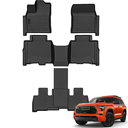 Auxko All Weather Floor Mats Fit for Toyota Sequoia 2026-2023 TPE Rubber Liners Set Sequoia Accessories All Season Guard Odorless Anti-Slip Floor Mats - size: sequoia|2023-2026|floor mats