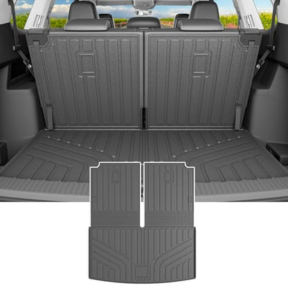 powoq 6&7 Seats Cargo Mat Compatible with 2018-2026 Volkswagen Atlas Trunk Mat Not Fit Cross Sport Backrest Mat TPE Replacement for 18-26 VW Atlas Accessories (Trunk Mat with Backrest Mats) - size: Compatible With Vw Atlas | 2018-2026