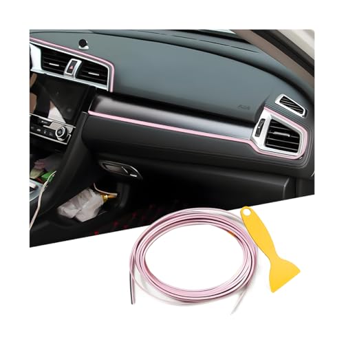 Osilly Car Interior Moulding Trim Strips, 16Ft/5M Universal Electroplating Decoration Filler Insert Strips, Styling Dashboard DIY Flexible Strip, Garnish Accessory with Installing Tool (Pink) - color: Pink, size: 16Ft