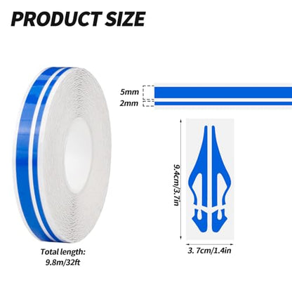2 Rolls of Car Pinstripe Tape, Silver Pinstripe Body Sticker, Vinyl Thin Car Stripe Pinstripe Tape, for Motorcycle, Car, Racing DIY Body Sticker Tape (Blue) - color: Blue