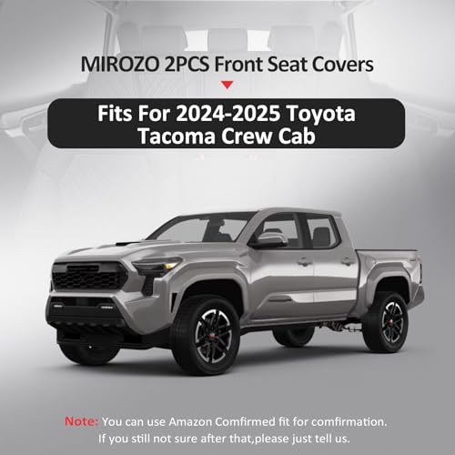 MIROZO Tacoma Front Seat Covers, 2PCS Truck Seat Cover Faux Leather Seat Covers Fits for 2024 2025 Toyota Tacoma Crew Cab, Waterproof Car Seat Covers (Black and Red,2PCS Front) - color: Black And Red, size: 2PCS Front（2024-2025 Tacoma ）