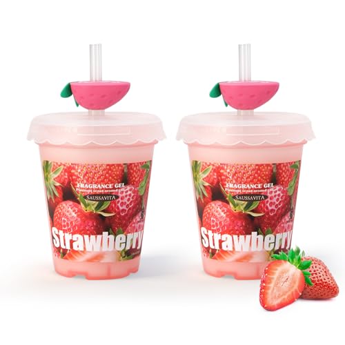 Diffusers for Home Strawberry Scent 2 Pack, Bathroom Diffuser Fruit Cup Shape for Office, Air Freshener Diffuser Gel Leak-Proof Car & Room, Bathroom Scent Diffuser for Friends and Family - color: Strawberry