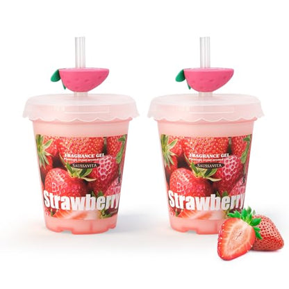 Diffusers for Home Strawberry Scent 2 Pack, Bathroom Diffuser Fruit Cup Shape for Office, Air Freshener Diffuser Gel Leak-Proof Car & Room, Bathroom Scent Diffuser for Friends and Family - color: Strawberry