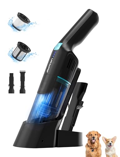 Aspiron Cordless Handheld Vacuum, 24KPA Powerful Car Vacuum, 2-Speed, 2 Charging Methods, Wireless Charger, Ergonomic Handle, Portable Rechargeable Vacuum Cleaner for Car, Home, Black Blue - color: Black Blue