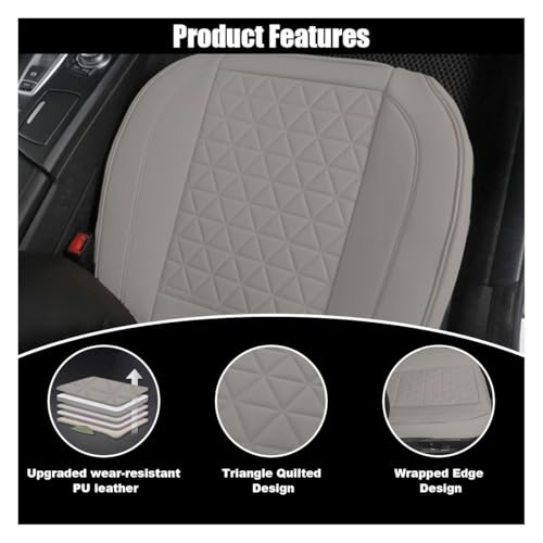 Leather Car Seat Cover, Auto Front Bottom Seat Cover Luxury Car Seat Protector Anti-Slip Waterproof Cushion Cover with Storage Pocket, for Most Cars, Trucks, SUVs (Light Grey) - color: Light Grey