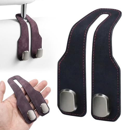 Car Seat Back Storage Hook, 2026 New Car Seat Headrest Hook for Purses and Bags, Leather Car Seat Back Storage Hooks, Car Seat Hangers Organization Accessories (Black 1pcs) - color: Black 1pcs
