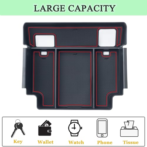 PIMCAR Center Console Organizer for 23-26 Chevy Silverado/GMC Sierra 1500, 2024-2026 Silverado/Sierra 2500HD 3500HD, 22-26 Silverado/Sierra 1500 Refreshed Models (Full Console w/Bucket Seats ONLY) - color: 22-26 1500 Refreshed & 24-26 2500HD/3500HD Red