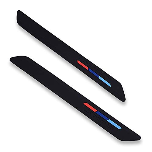 runmade Car Front Rear Bumper Protector Corner Guard Rubber Strips Side Bumper Protection Guard Anti-Scratch Conner Pad Black Fit Suvs Pickup Truck - color: black (straight)