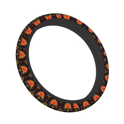 Swono Steering Wheel Covers Baroque Beautiful Ornamental Red Heart S with Crown Baroque Style Non Slip Neoprene Car Wrap Cover Comfort Grip Stretch-On Automotive Steering Wheel Protector 15 Inch - color: multi-056