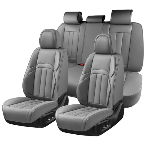 Coverado Car Seat Cover, Cover for Cars Full Seat, Premium Leather, Universal Fit Waterproof Seat Protectors, Car Seat Cushion Non-Slip for Most Cars-Gray - color: Gray, size: FullSet