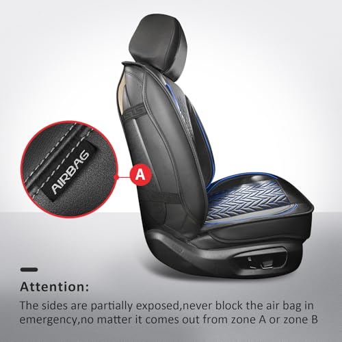 MIROZO Seat Covers,Universal Car Seat Covers Full Set Vehicle Seat Covers Automotive Seat Covers for Most Sedan, Truck and SUV (Full Set, Black and Blue) - color: Black And Blue, size: 5PCS Full Set