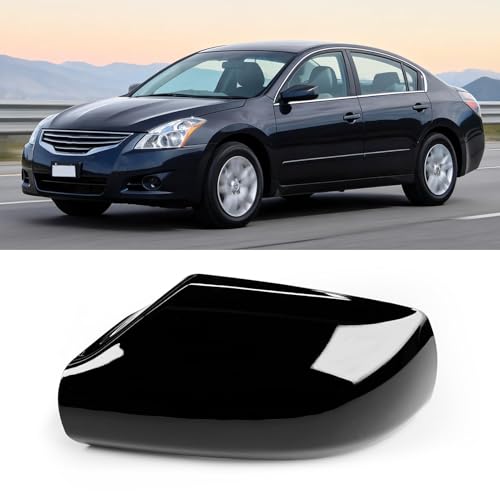 Moonlinks Mirror Cover Replacement Compatible With Nissan Altima 2.5L 2007 2008 2009 2010 2011 2012, Glossy Black Left Driver Side Clip-on Mirror Cap WITHOUT Turn Signal, Replace for 96302-JB13E - color: Left Black