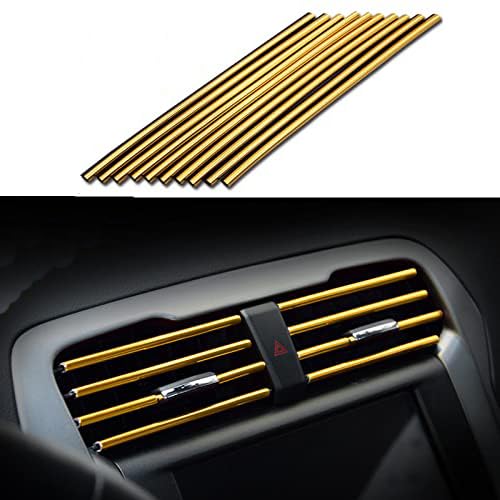 Car Air Conditioner Vent Outlet Trim Strip DIY Decoration Chrome Trim Strip Line Car Shiny Accessories 10PCS (Gold) - color: Gold